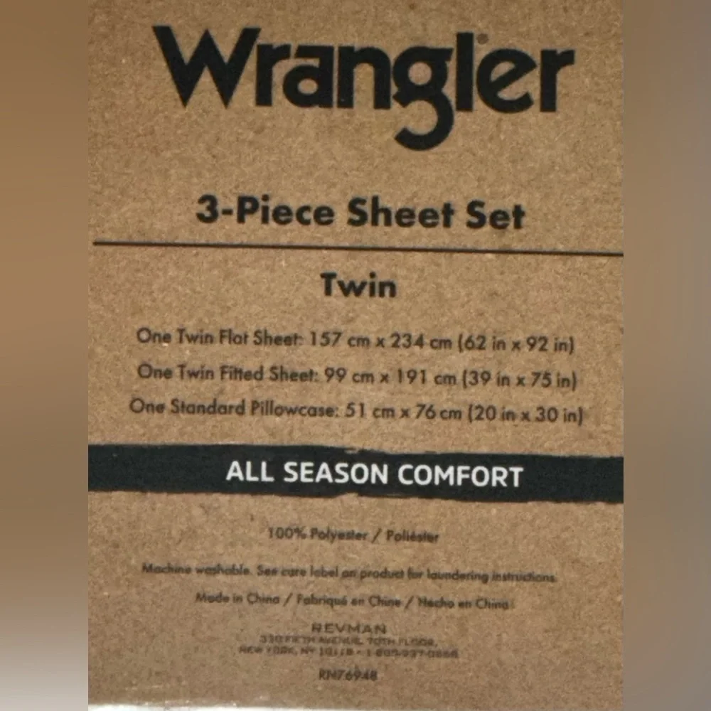 NEW Wrangler Pink Steer Head/Aztec Western 3-Piece Twin Sheet Set